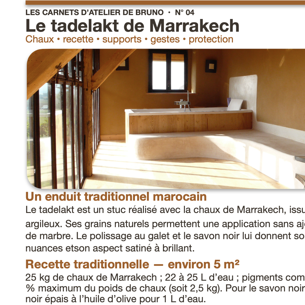 Les Carnets d’atelier de Bruno – N°04 : Le tadelakt à la chaux de Marrakech
