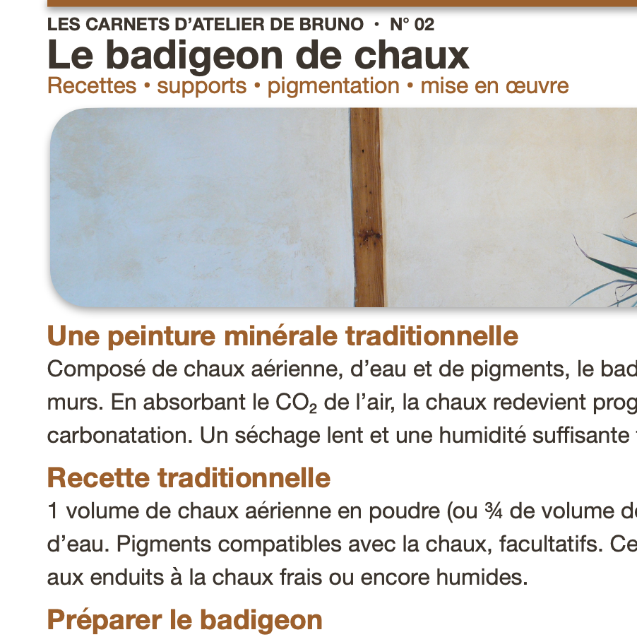 Les Carnets d’atelier de Bruno – N° 02 : Le badigeon de chaux